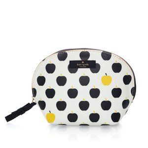 NWT Kate Spade Keri Apple Cosmetic Bag Black Ivory *NEW*